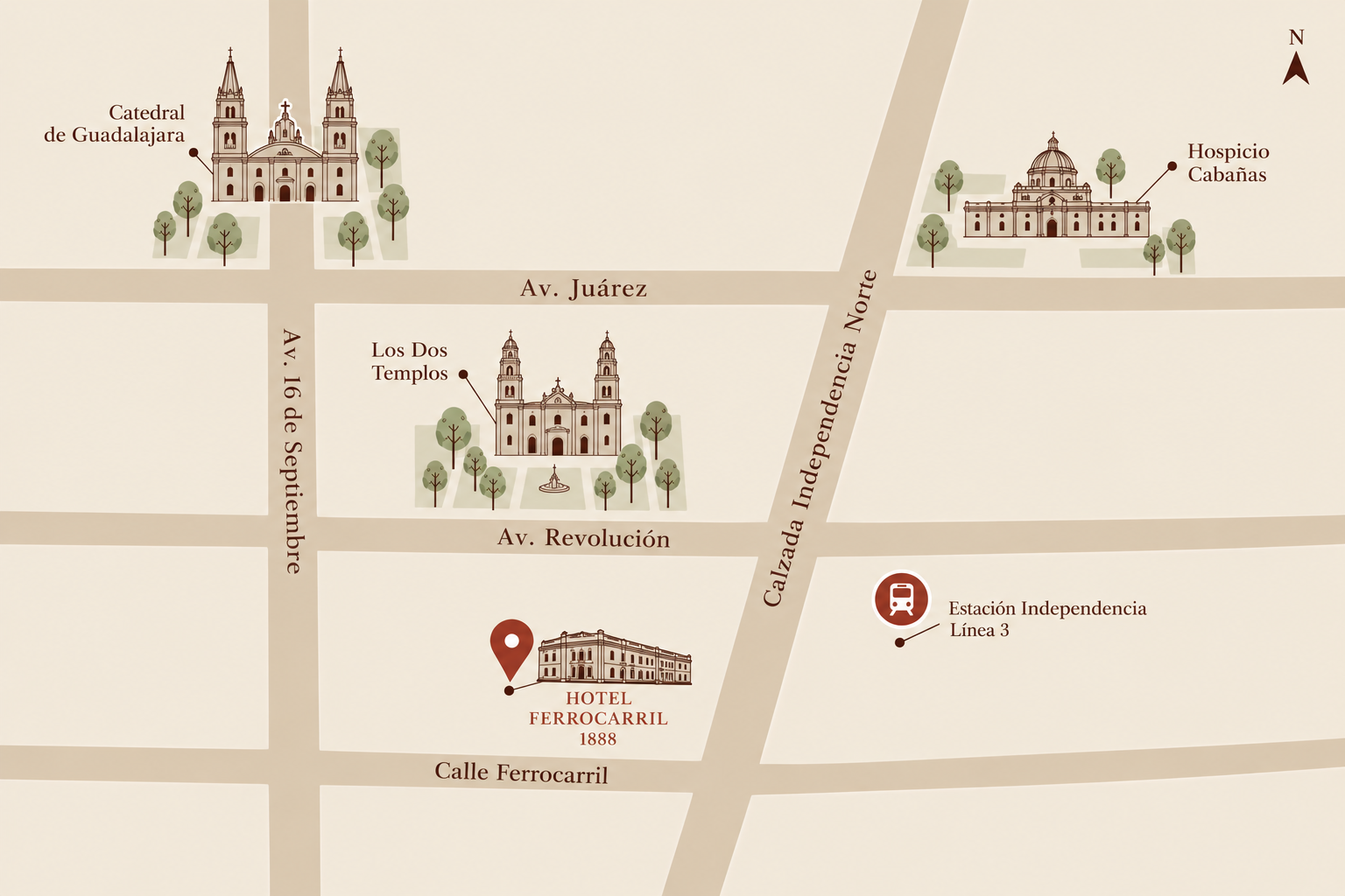 Mapa de ubicación del Hotel Boutique Ferrocarril 1888